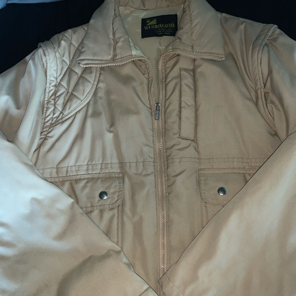 beige weather coat